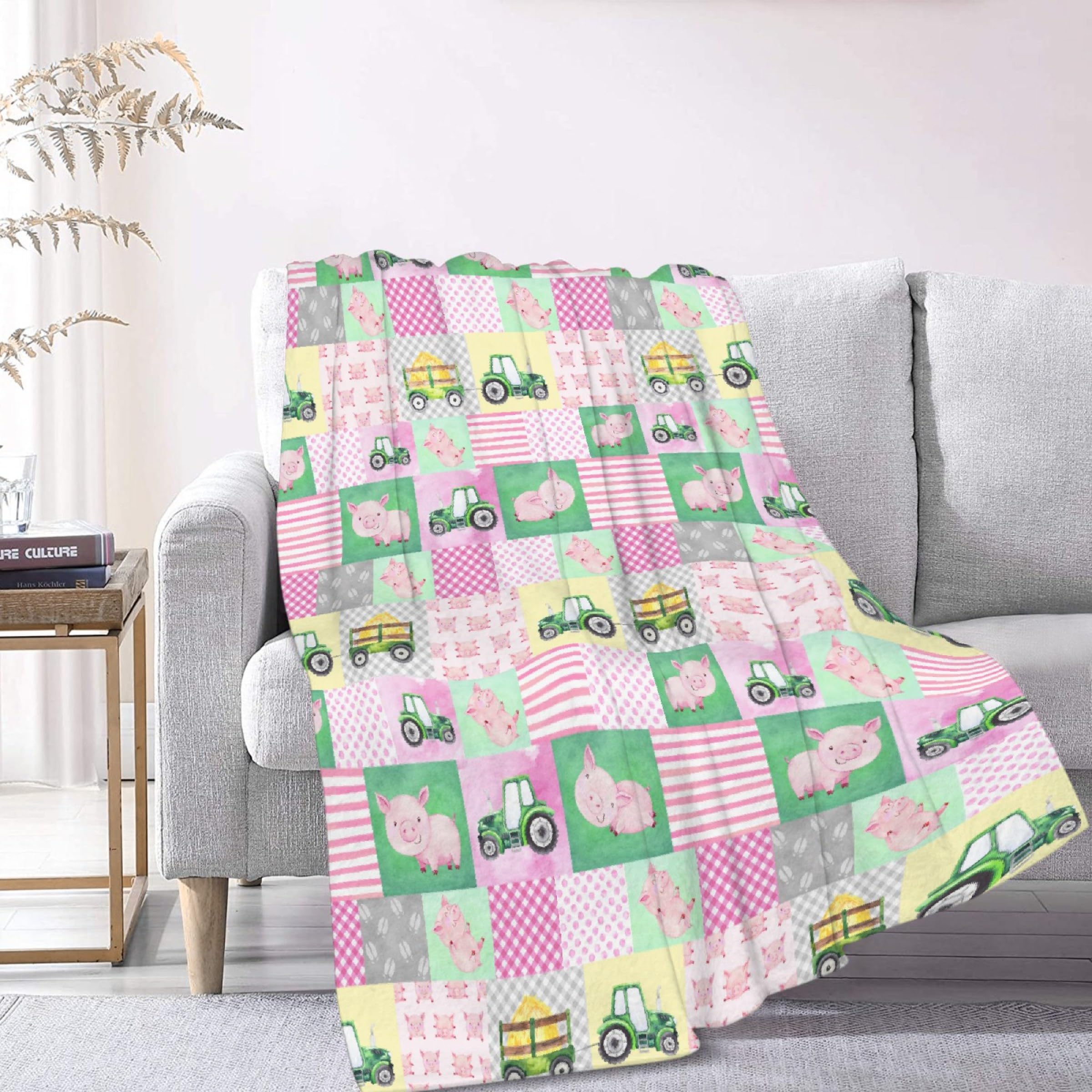 Amazon｜Ottoy 豚 トラクター ファームブランケット ギフト フラシ天